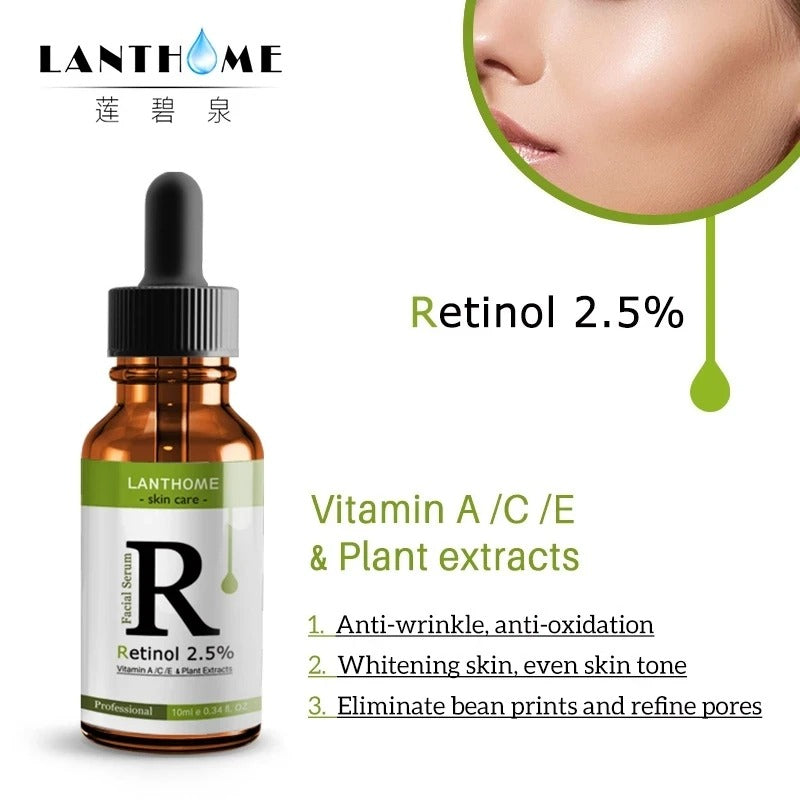 Lanthome 10ml Retinol 2.5% Vitamin C / A Facial Anti Wrinkle Serum